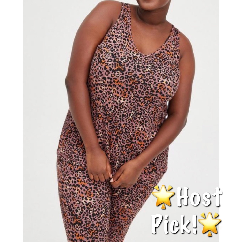 🆕 Leopard Print Soft Rib Sleeveless Lounge Tank Top 1 1X 14 16 NWT Torrid New!